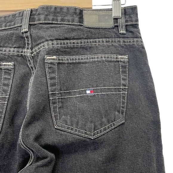 Tommy Hilfiger Vintage Y2K Black Wash Straight Leg Baggy Triple T Jeans Size 10 - Picture 3 of 11